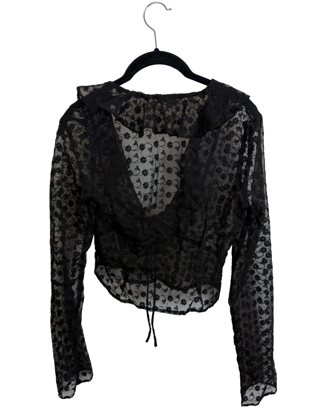 Black Sheer Tie-Front Top - Size 2/4 and 00/0