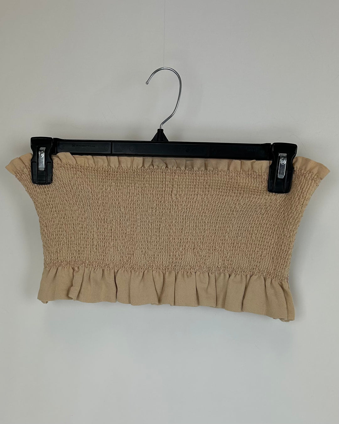 Tan Stretchy Shirred Bandeau Top - Medium