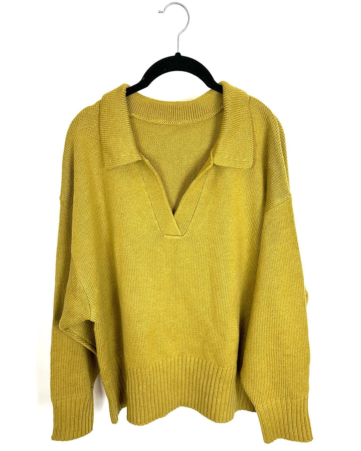 Ochre Yellow Collared Sweater - 1X