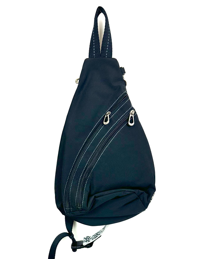 Black Patterned Strap Sling Bag