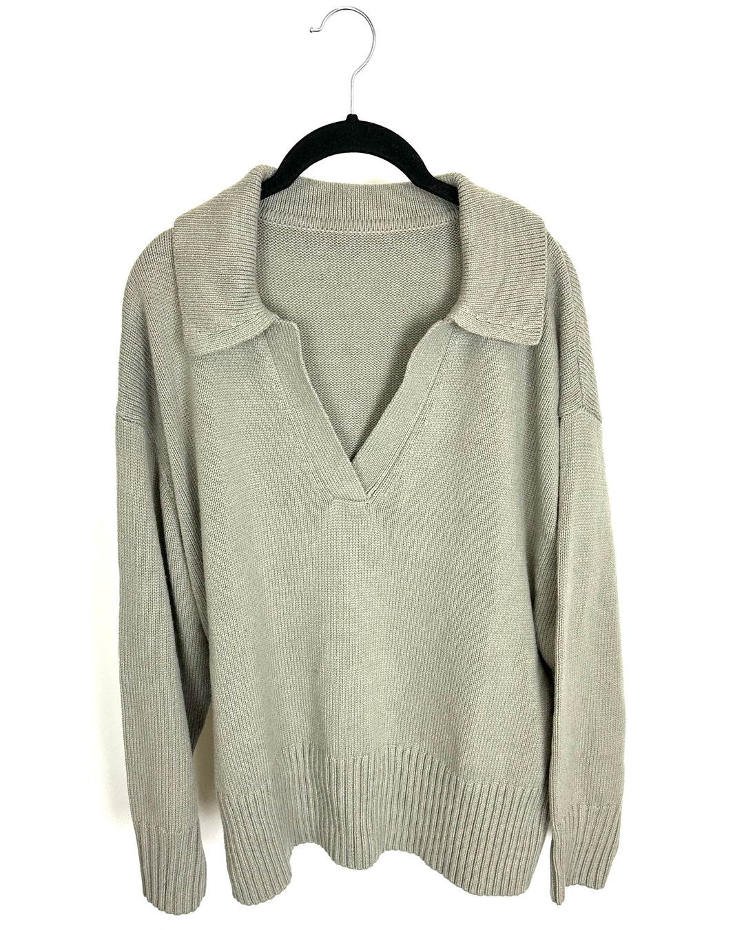 Smoke Green Collared Sweater - 1X
