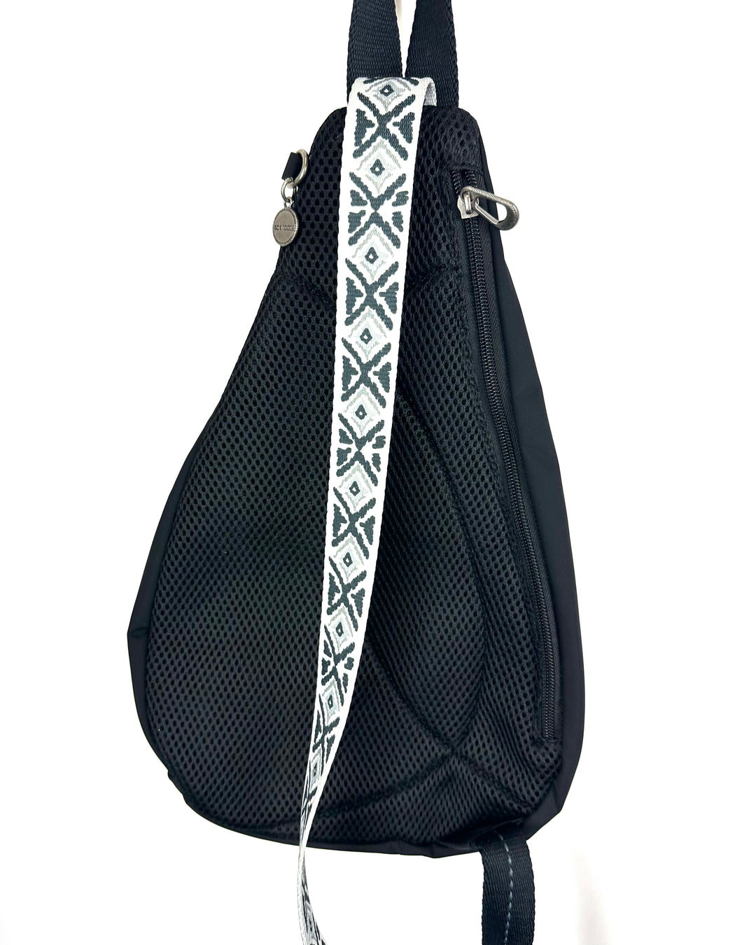 Black Patterned Strap Sling Bag