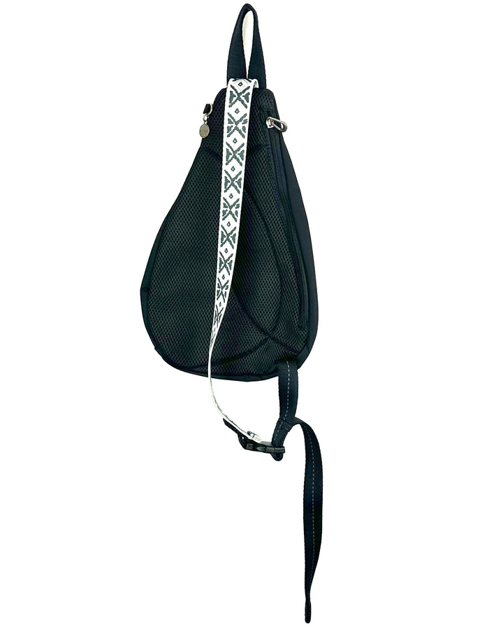 Black Patterned Strap Sling Bag