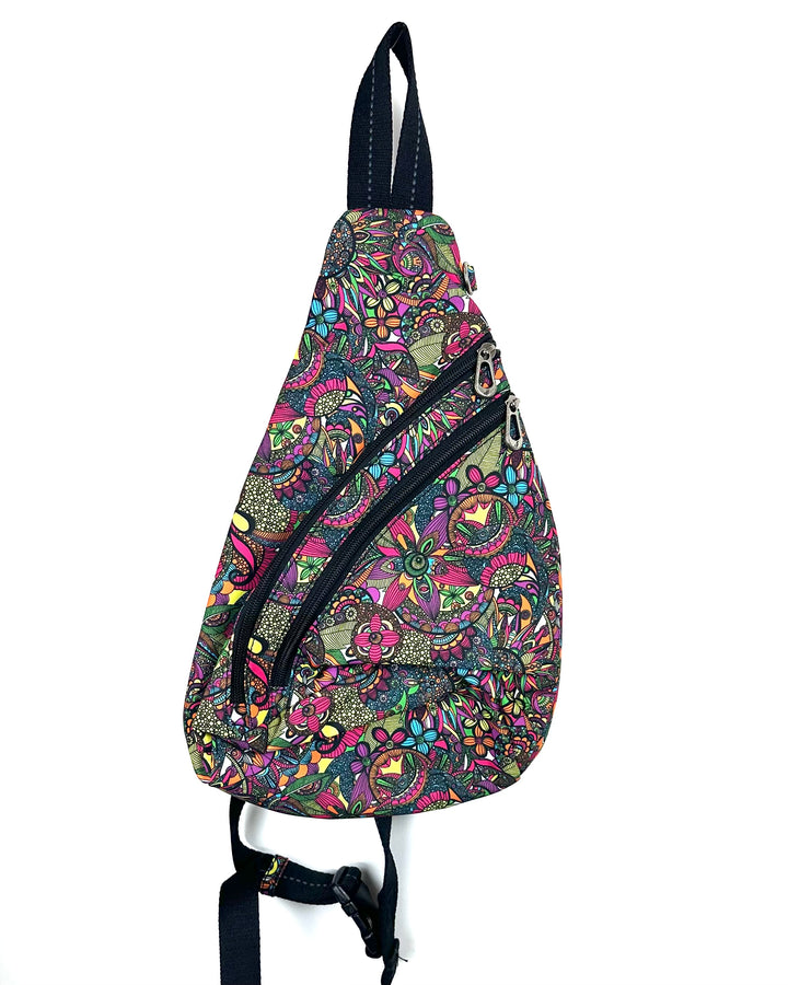 Neon Floral Abstract Pattern Sling Bag