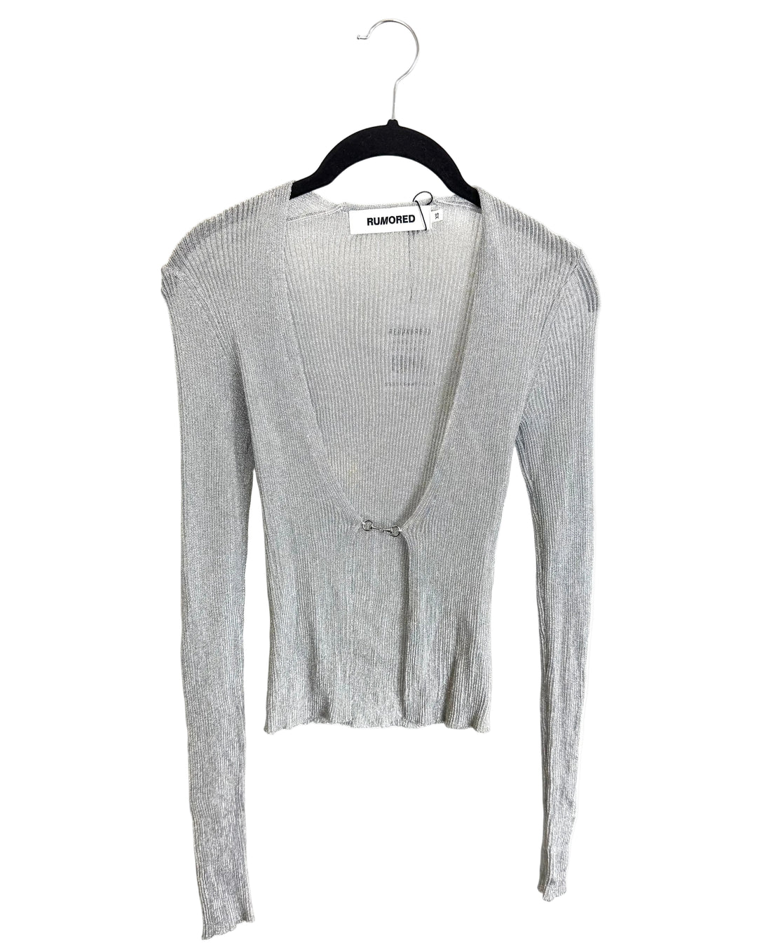 Silver Knit Open Front Long Sleeve - Size 0/2 and 2/4