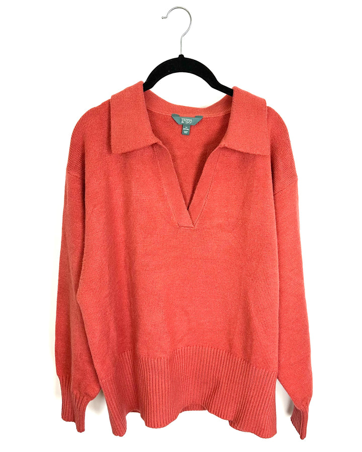 Muted Red Chunky Knit Sweater - Size 1X