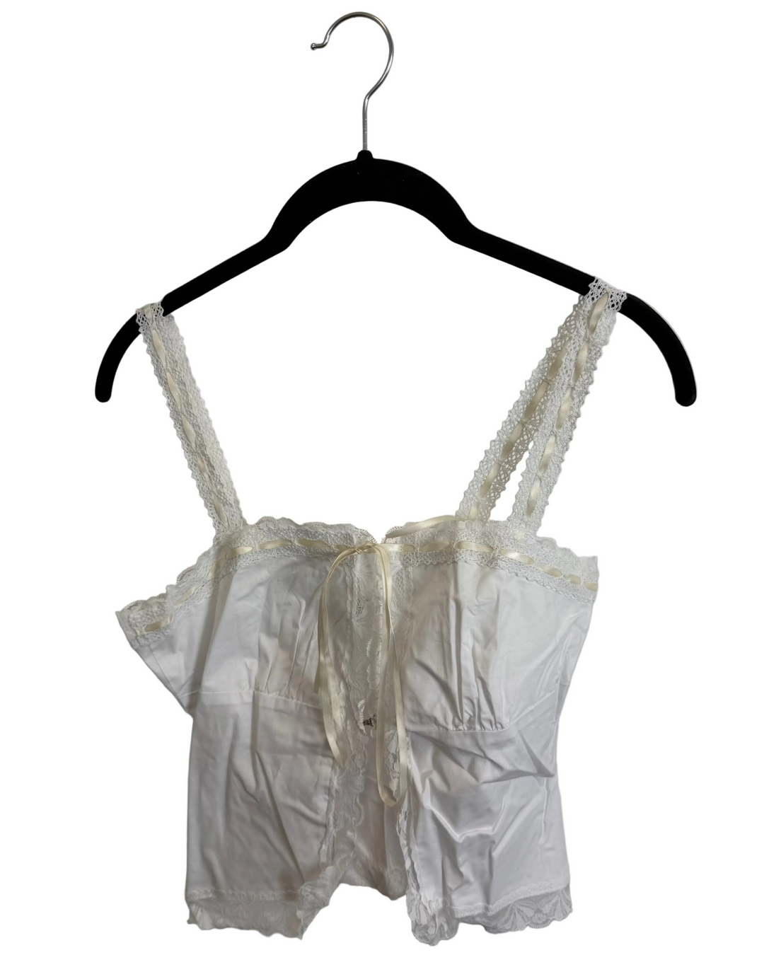 White Lace Trim Tie Tank Top - Size 0/2