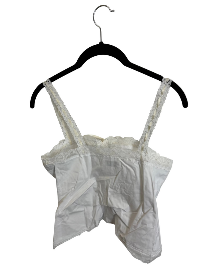 White Lace Trim Tie Tank Top - Size 0/2