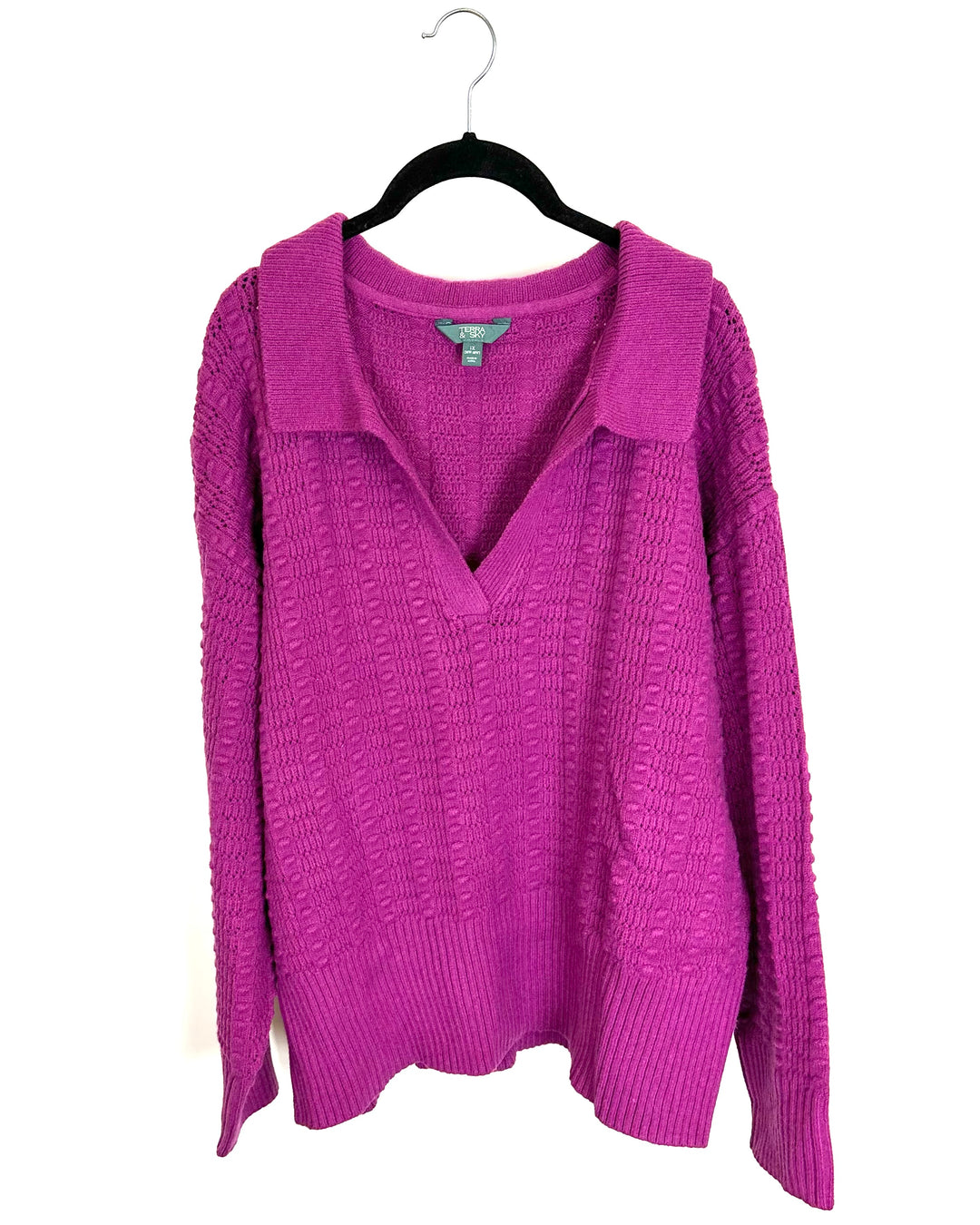 Berry Pink Chunky Knit Sweater - Size 1X