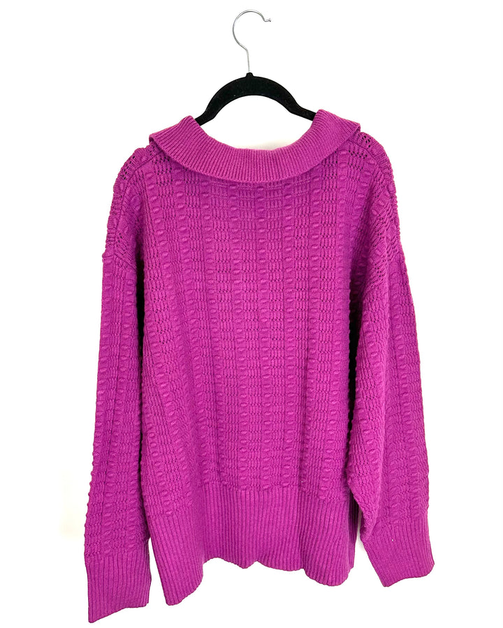 Berry Pink Chunky Knit Sweater - Size 1X