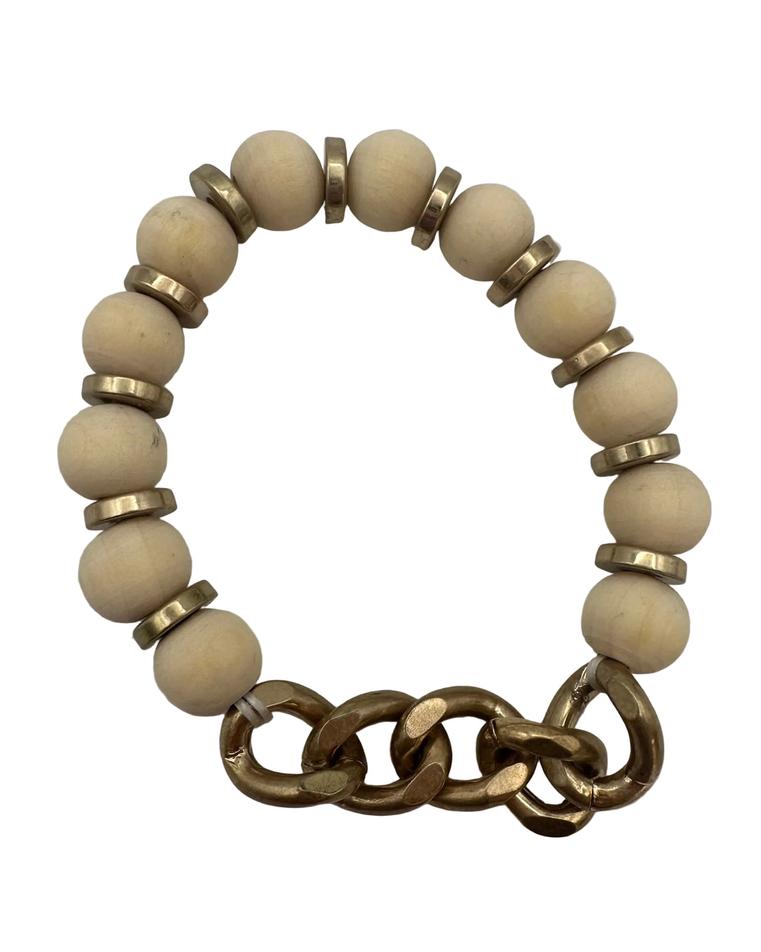 Ivory & Gold Bead & Chain Bracelet