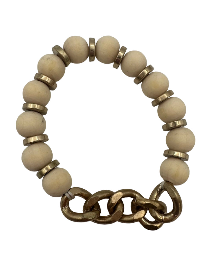 Ivory & Gold Bead & Chain Bracelet
