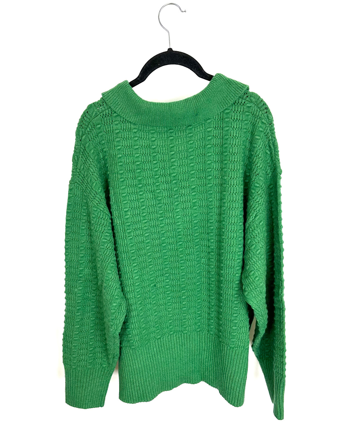 Kelly Green Chunky Knit Sweater - Size 1X