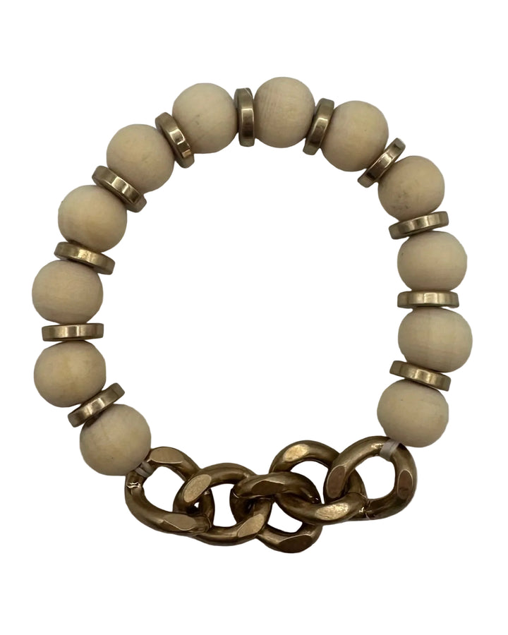 Ivory & Gold Bead & Chain Bracelet