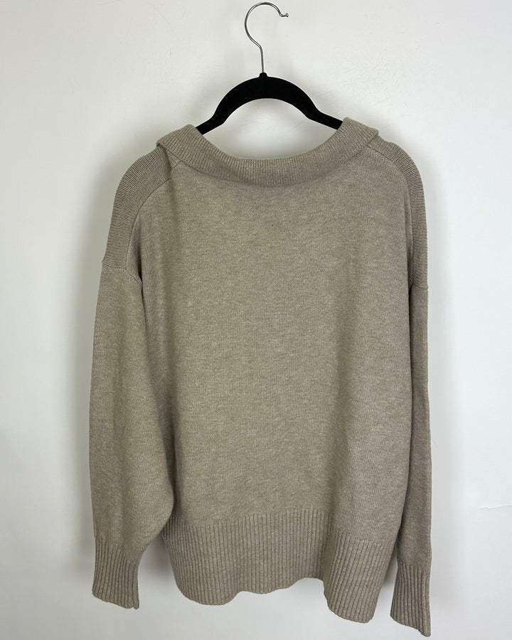 Tan Collared Sweater - 1X