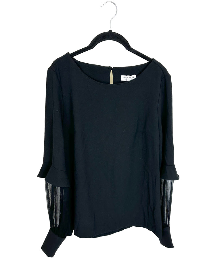 Black Double Sleeve Top - Size 6/8