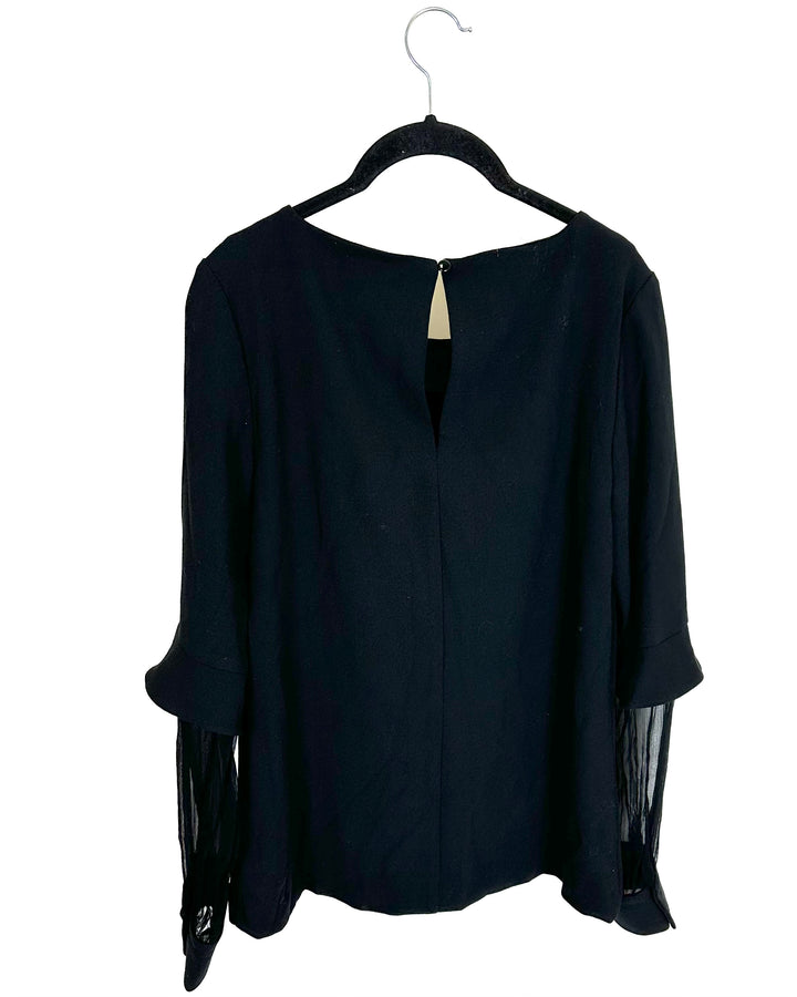 Black Double Sleeve Top - Size 6/8