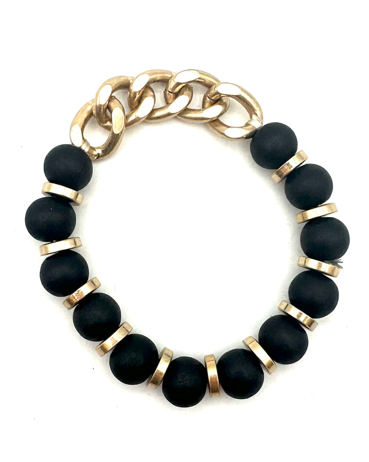 Black & Gold Bead & Chain Bracelet