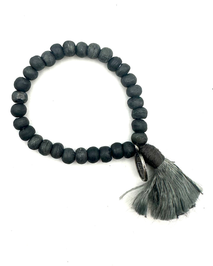 Grey Tassel Bead Bracelet