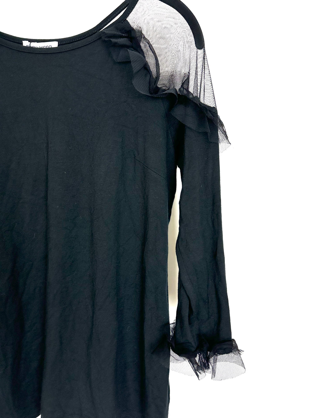 Black Mesh Shoulder Top - Size 0/2 and 4/6