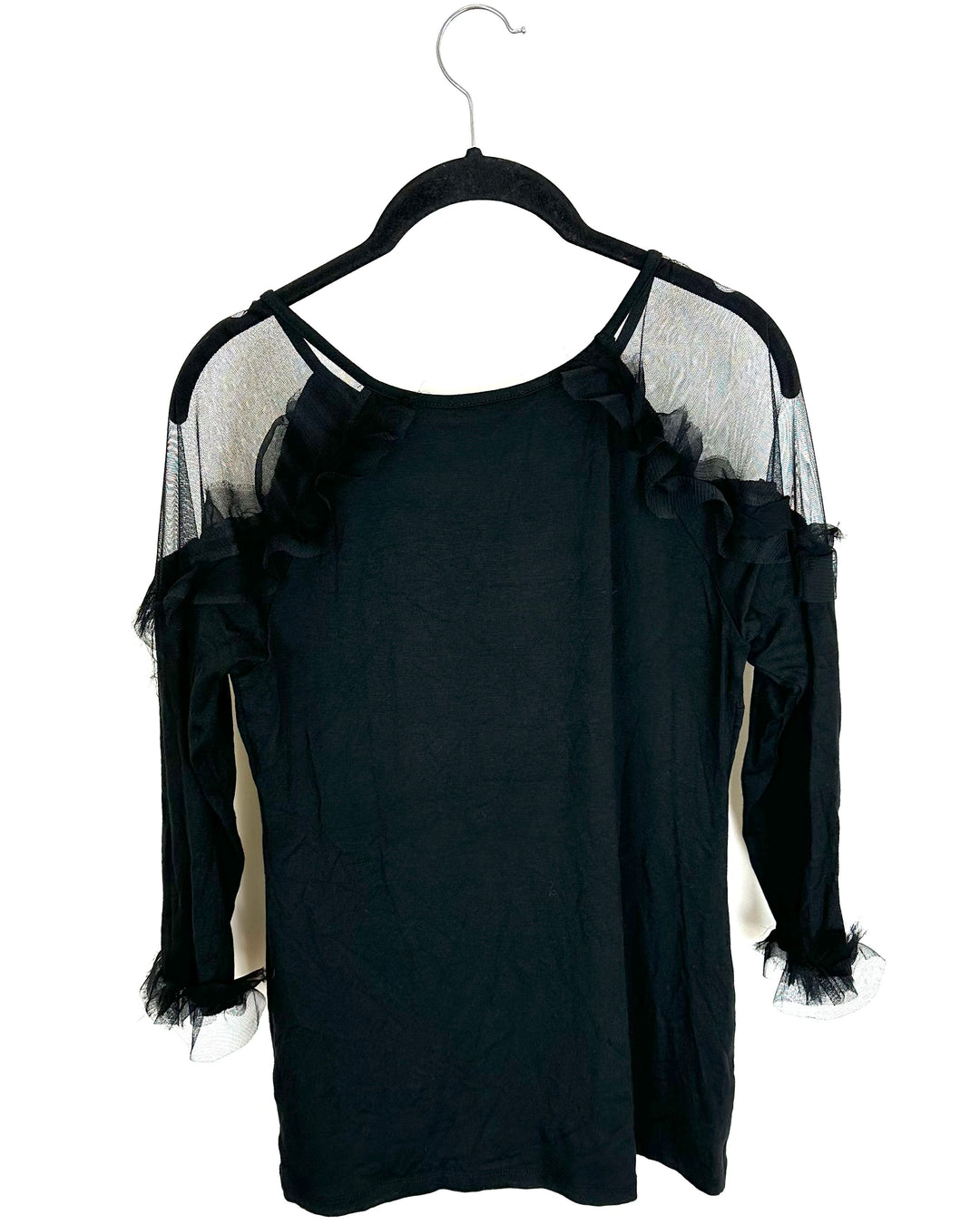Black Mesh Shoulder Top - Size 0/2 and 4/6