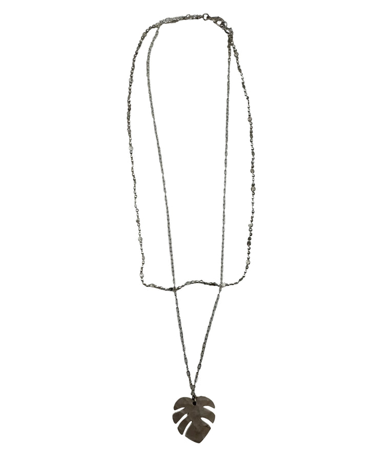 Silver Palm Leaf Layer Necklace