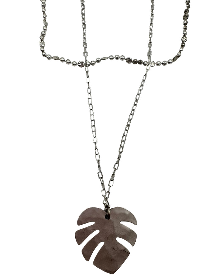 Silver Palm Leaf Layer Necklace