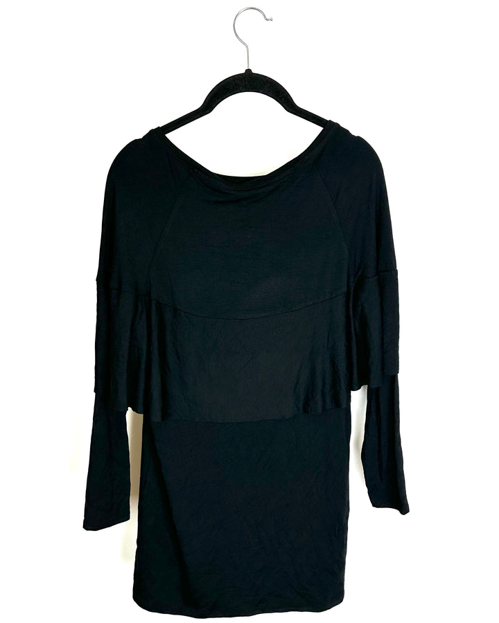 Black Half Cape Tunic Top - Size 4/6
