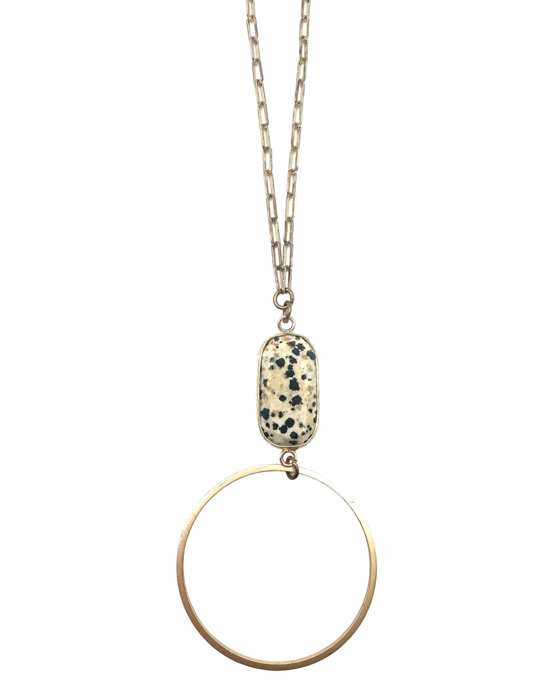 Long Speckled & Circle Necklace