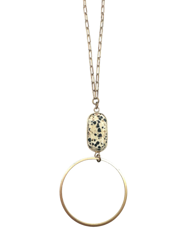 Long Speckled & Circle Necklace