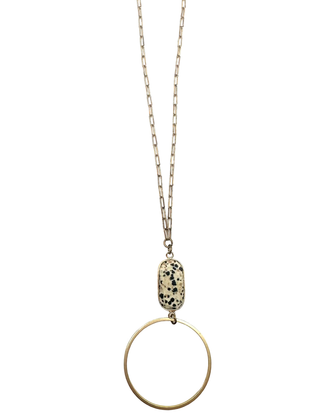 Long Speckled & Circle Necklace