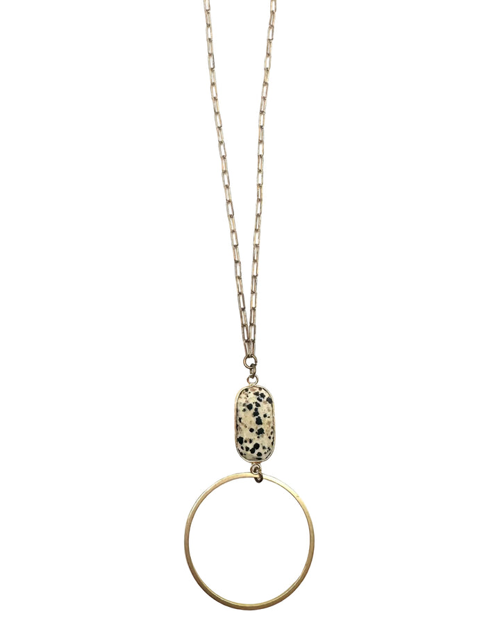 Long Speckled & Circle Necklace