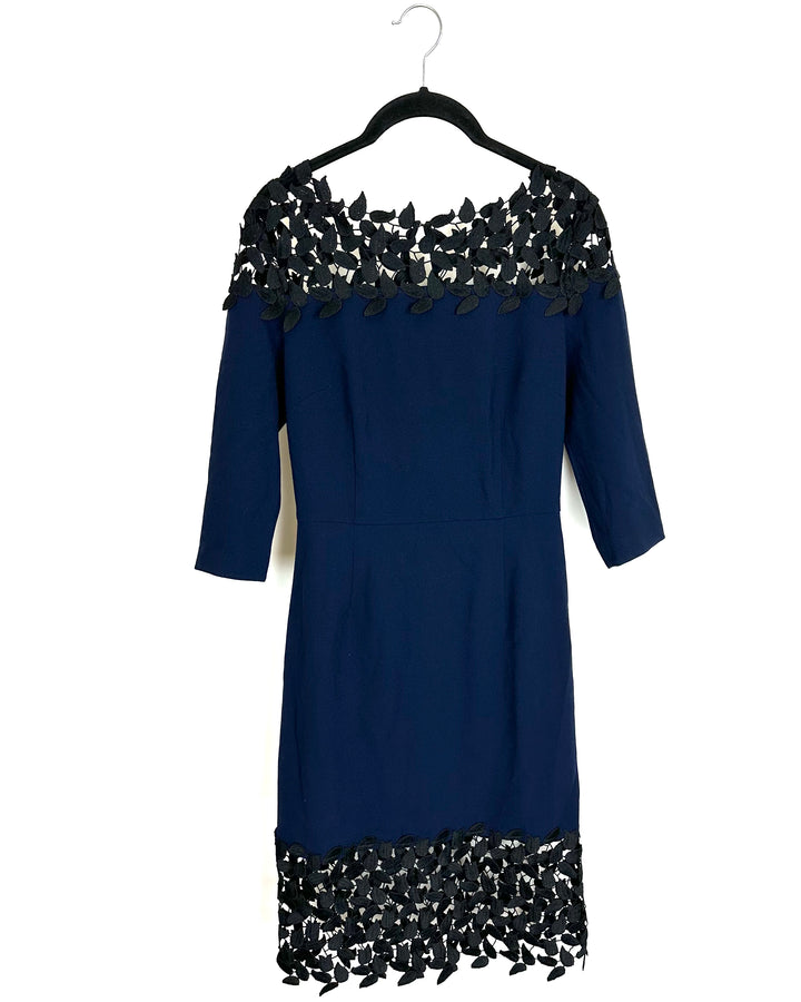 Navy Blue and Black Applique Dress - Size 00/0-2/4