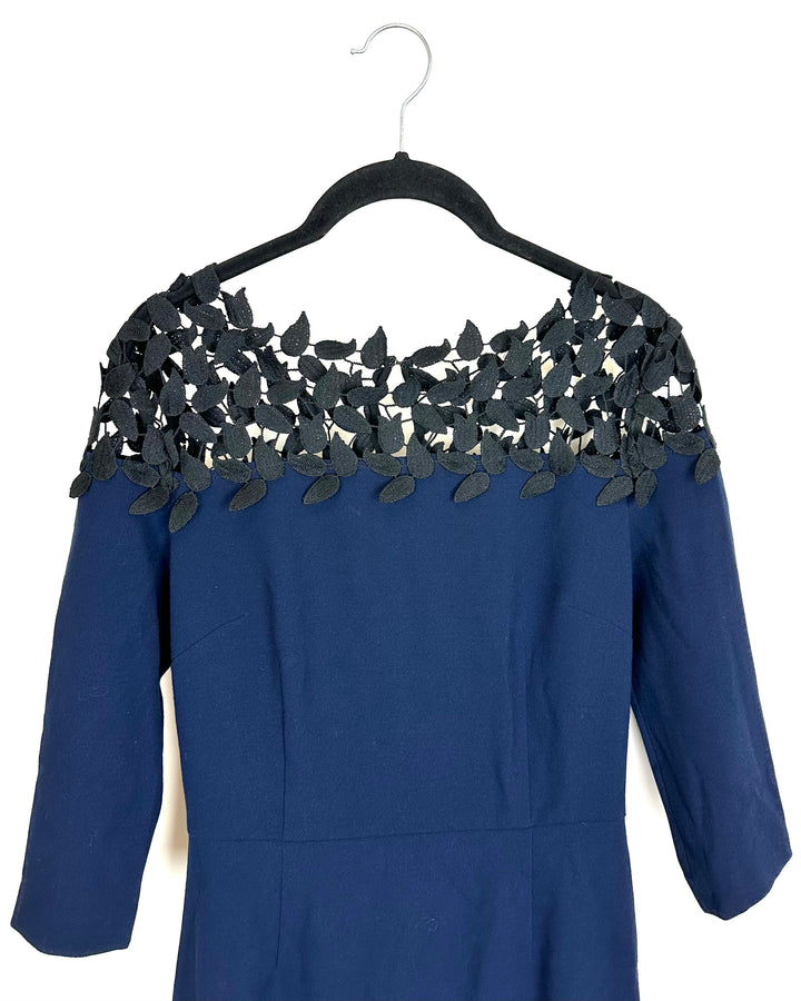 Navy Blue and Black Applique Dress - Size 00/0-2/4