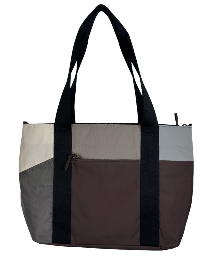 Neutral Color Blocked Tote Bag