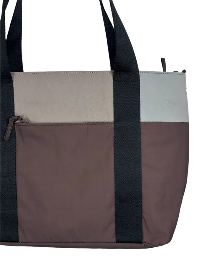 Neutral Color Blocked Tote Bag