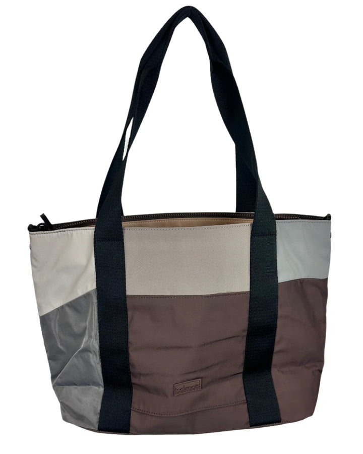 Neutral Color Blocked Tote Bag