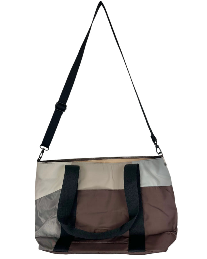 Neutral Color Blocked Tote Bag