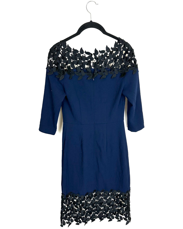 Navy Blue and Black Applique Dress - Size 00/0-2/4