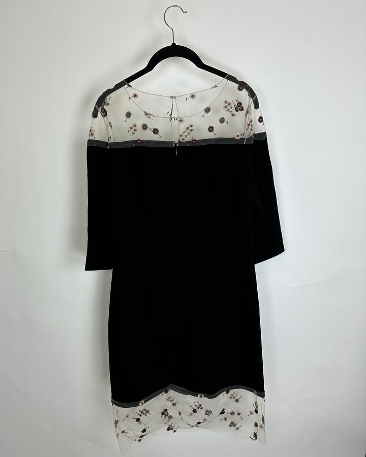 Black and Floral Mesh Dress - Size 6/8-14/16