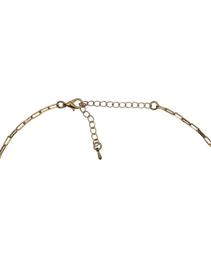 Long Pink Stone & Circle Necklace