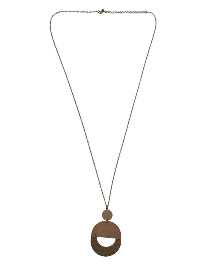 Circle Wood & Gold Necklace