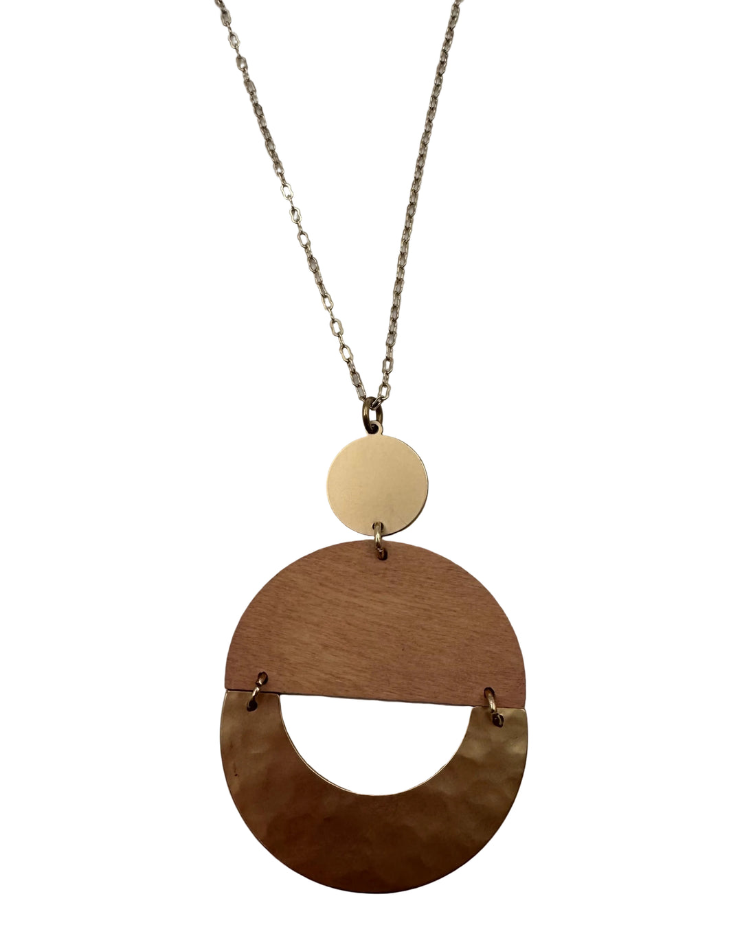 Circle Wood & Gold Necklace