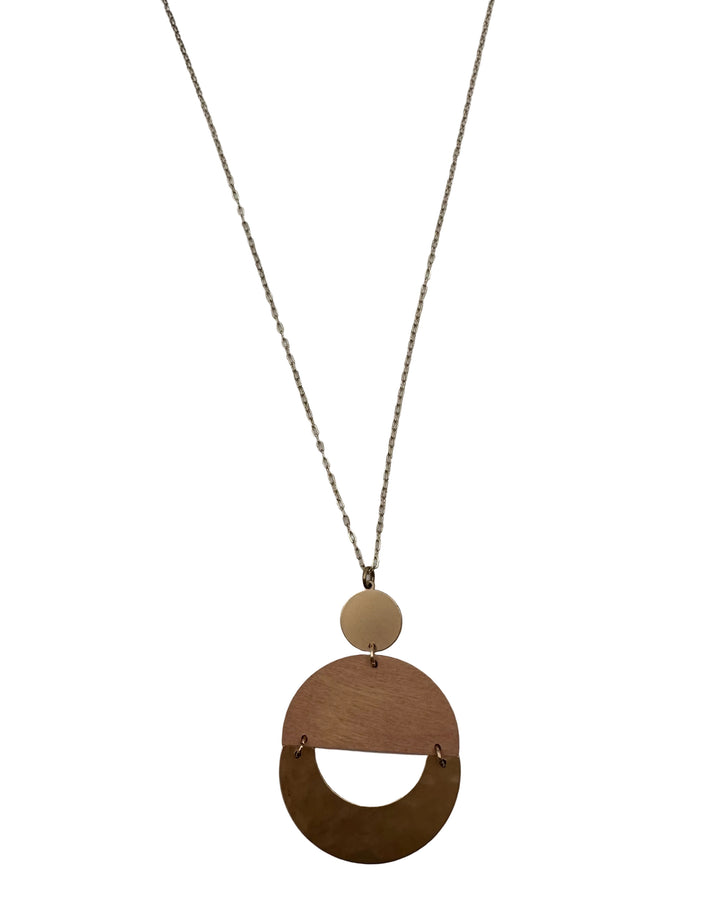 Circle Wood & Gold Necklace
