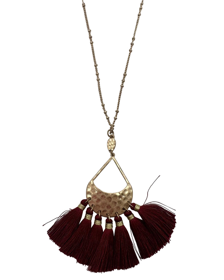 Burgundy Tassel Necklace