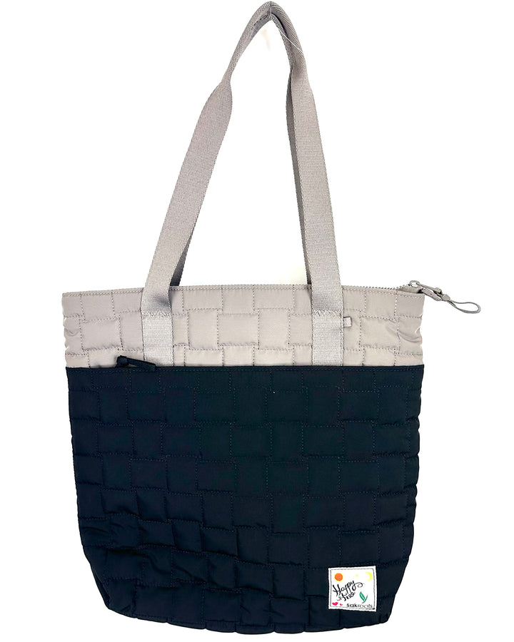 Black and Beige Quilted Tote Bag