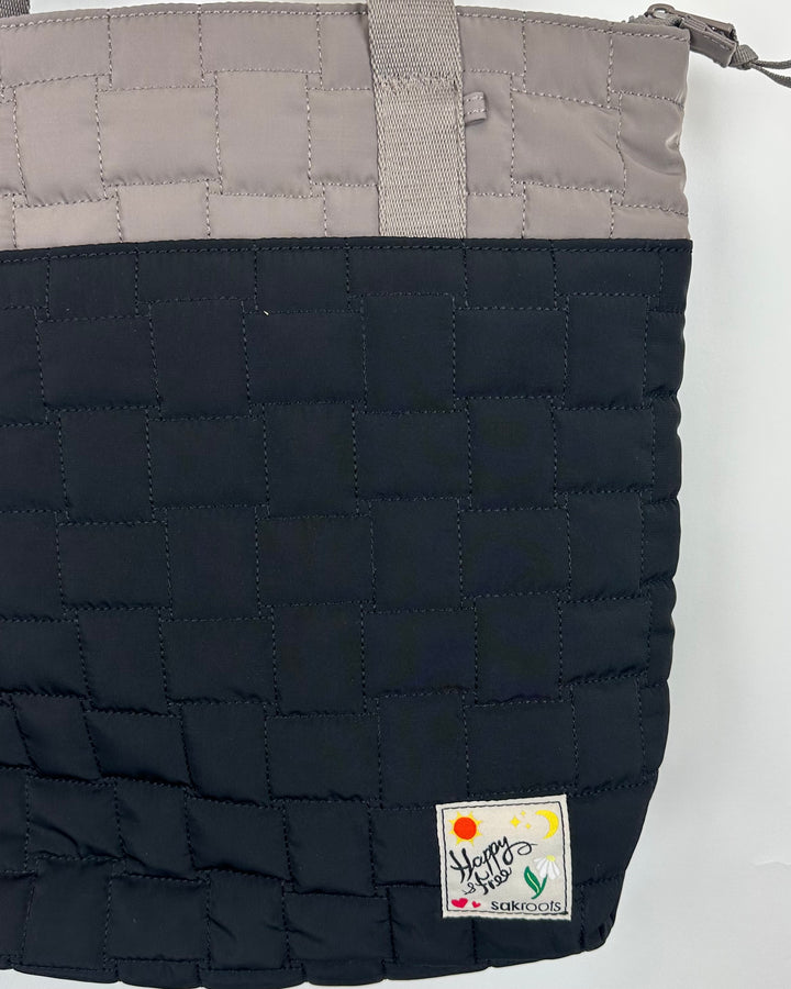 Black and Beige Quilted Tote Bag