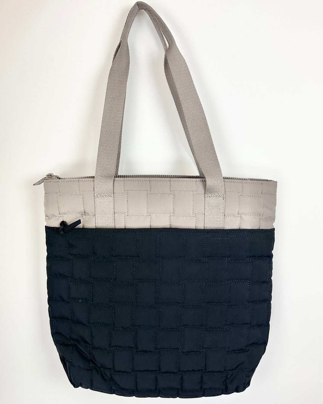 Black and Beige Quilted Tote Bag