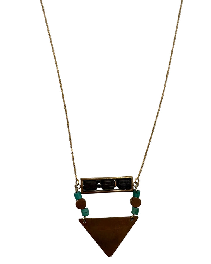Teal & Black Triangle Necklace