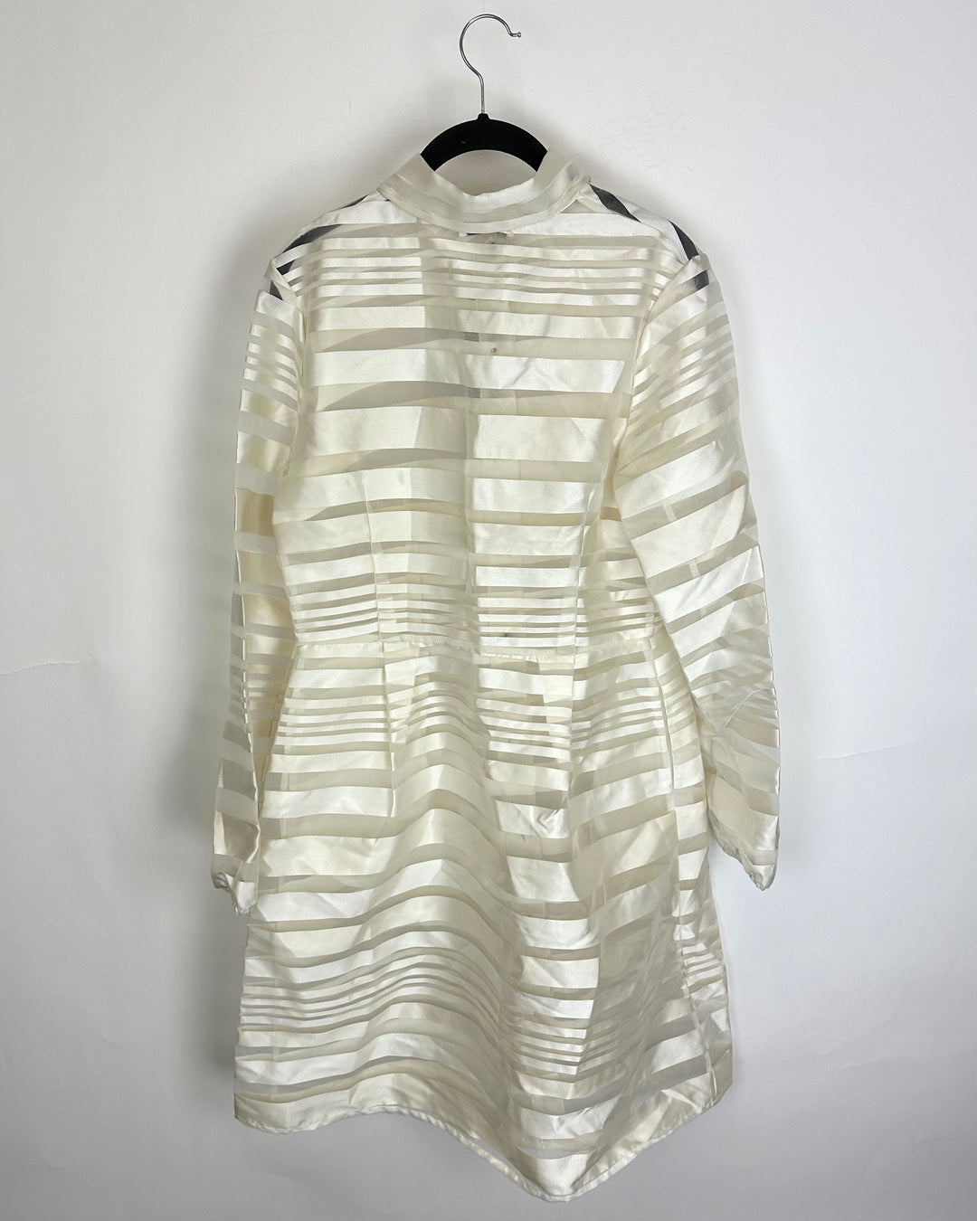 Cream Sheer Overlay Striped Dress - Size 4/6